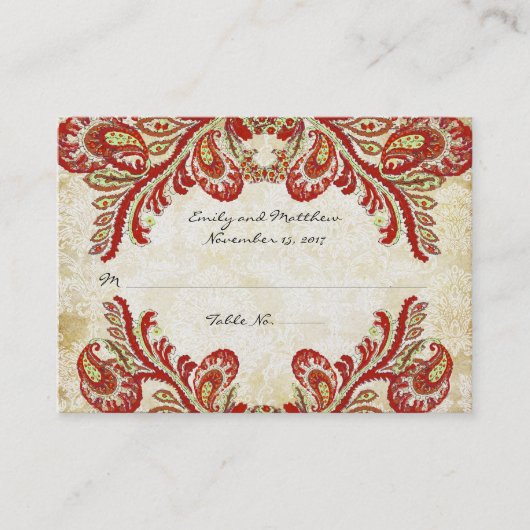 ヴィンテージペイズリーダマスクテーブル座席表 プレイスカード (正面)