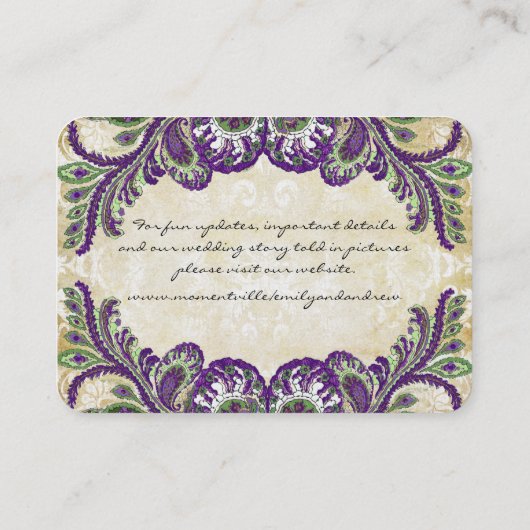 ヴィンテージペイズリーダマスクテーブル座席表 プレイスカード (裏面)