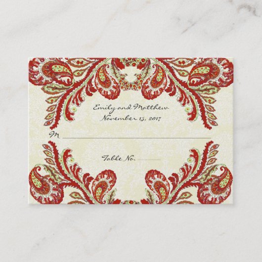 ヴィンテージペイズリーダマスクテーブル座席表 プレイスカード (正面)