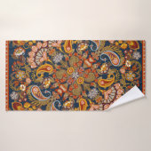 ヴィンテージペイズリーバンダナプリント、シルクネックスカーフまたは バスタオル (バスタオル)