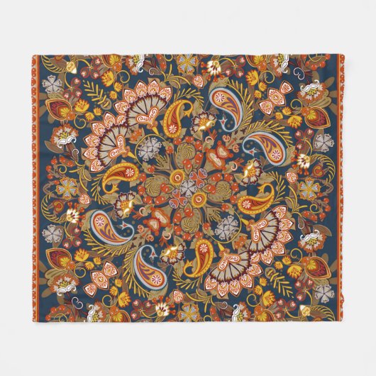 ヴィンテージペイズリーバンダナプリント、シルクネックスカーフまたは フリースブランケット (正面(横))