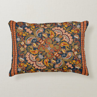 ヴィンテージペイズリーバンダナプリント、シルクネックスカーフまたはk アクセントクッション