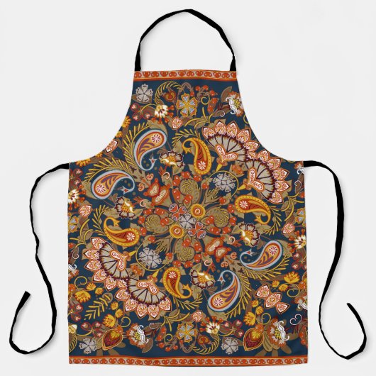 ヴィンテージペイズリーバンダナプリント、シルクネックスカーフ又は エプロン (正面)