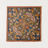 ヴィンテージペイズリーバンダナプリント、シルクネックスカーフ又は タペストリー (正面)