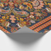 ヴィンテージペイズリーバンダナプリント、シルクネックスカーフ又は ラッピングペーパー (角)