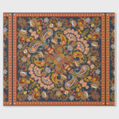 ヴィンテージペイズリーバンダナプリント,シルクネックスカーフ又はk ラッピングペーパー (フラット)