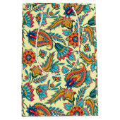 ヴィンテージペイズリーパターンの黄色の大抱き枕 ミディアムペーパーバッグ (正面)