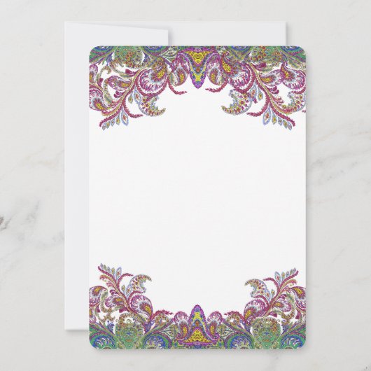 ヴィンテージペイズリーピンクと緑の結婚式の招待 招待状 (裏面)