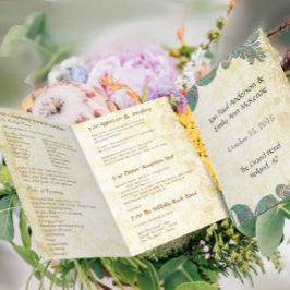 ヴィンテージペイズリーピーコックカラー結婚式 プログラム