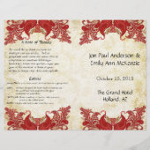 ヴィンテージペイズリーピーコックレッド結婚式 プログラム (正面)