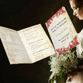 ヴィンテージペイズリーピーコックレッド結婚式 プログラム