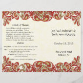 ヴィンテージペイズリーピーコックレッド結婚式 プログラム (正面)