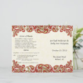 ヴィンテージペイズリーピーコックレッド結婚式 プログラム (スタンド正面)