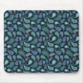 ヴィンテージペイズリーブルーティール(緑がかった色)フローラ マウスパッド (正面)