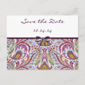ヴィンテージペイズリー日付の保存 案内ポストカード (正面)