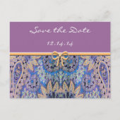 ヴィンテージペイズリー日付の保存 案内ポストカード (正面)