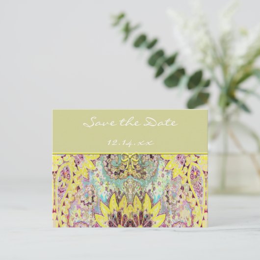 ヴィンテージペイズリー日付の保存 案内ポストカード (スタンド正面)