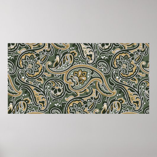 ヴィンテージペイズリー東洋民族パターンシームレスp ポスター (正面)