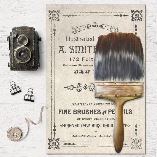 ヴィンテージペイントブラシの切り離しティッシュペーパー 薄葉紙