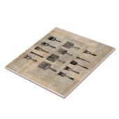 ヴィンテージペイン絵を描トブラシ新聞プリント タイル (側面)