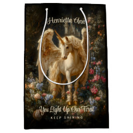 ヴィンテージペガサスファンタジーフォレストユニコーンお洒落 ミディアムペーパーバッグ