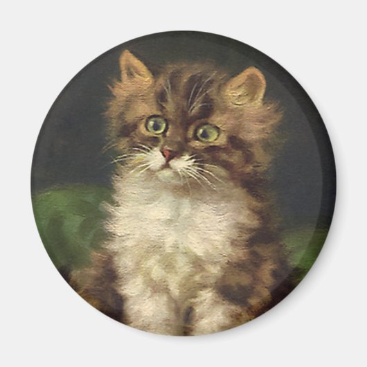 ヴィンテージペットかわいいストライプのタビーキャット マグネット (正面)