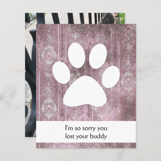 ヴィンテージペットロス悔やみや弔慰カード (正面/裏面)