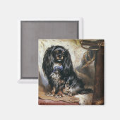 ヴィンテージペット動物、黒玩具スパニエル犬子犬 マグネット (正面/裏面)