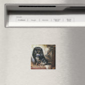 ヴィンテージペット動物、黒玩具スパニエル犬子犬 マグネット (インサイチュ (食洗機))