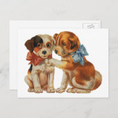 ヴィンテージペット、ワンちゃん愛ワンちゃん弓 ポストカード (正面/裏面)