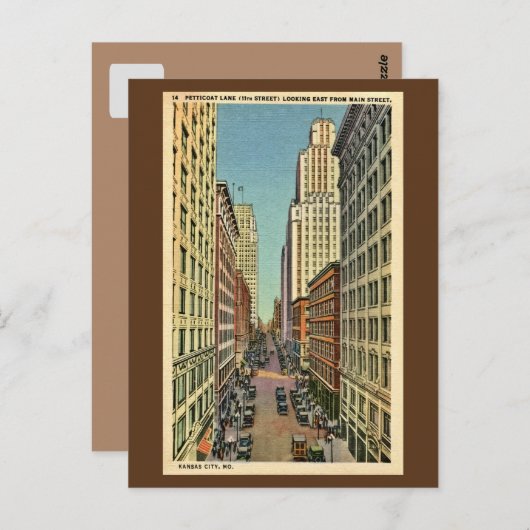 ヴィンテージペティコートレーンカンザスシティー、MO ポストカード (正面/裏面)