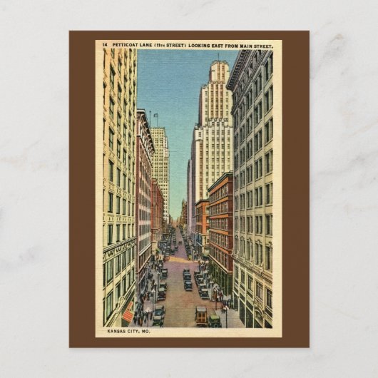 ヴィンテージペティコートレーンカンザスシティー、MO ポストカード (正面)