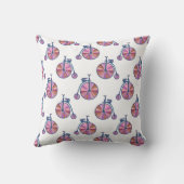 ヴィンテージペニーの一輪車のピンクのパターン クッション (裏面)