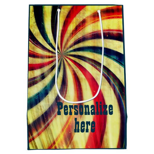 ヴィンテージペパーミントキャンディストライプのスワールカーニバル ミディアムペーパーバッグ (裏面)