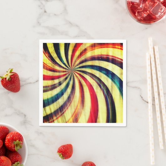 ヴィンテージペパーミントストライプのキャンディは赤い青色を渦巻く スタンダードカクテルナプキン (インサイチュ)