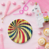 ヴィンテージペパーミントストライプのキャンディは赤い青色を渦巻く ペーパープレート (パーティー)