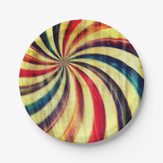 ヴィンテージペパーミントストライプのキャンディは赤い青色を渦巻く ペーパープレート (正面)