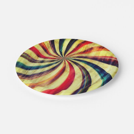 ヴィンテージペパーミントストライプのキャンディは赤い青色を渦巻く ペーパープレート (アングル)