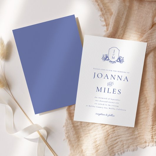 ヴィンテージペリウィンクルクレスト結婚式招待状 招待状