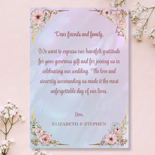 ヴィンテージペリウィンクルピンク牡丹サンキューカード サンキューカード