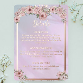 ヴィンテージペリウィンクルピンク牡丹フォイルエンクロージャカード 箔招待状