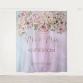 ヴィンテージペリウィンクルピンク牡丹背景 タペストリー (正面)