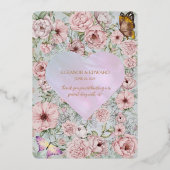 ヴィンテージペリウィンクル牡丹フォイルテーブル番号カード 箔招待状 (裏面)