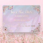 ヴィンテージペリウィンクル牡丹フォイル日付カードを保存 箔招待状