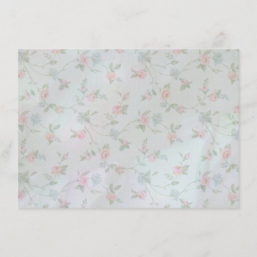 ヴィンテージペリウィンクル牡丹ブライダルシャワー茶パーティー エンクロージャーカード (裏面)