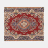 ヴィンテージペルシアスタイル装飾曼荼羅の模様 フリースブランケット (正面(横))