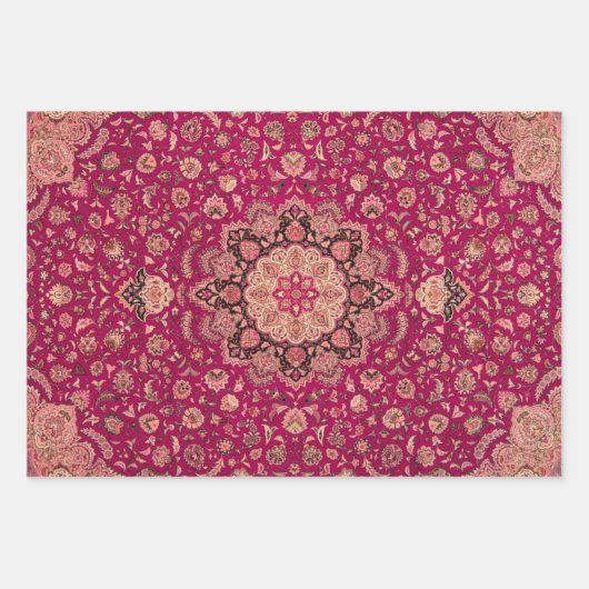 ヴィンテージペルシアフローラじゅうたん模様 ラッピングペーパーシート (正面3)