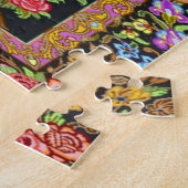 ヴィンテージペルシアフローラの花ミッドセンチュリー ジグソーパズル (側面)