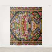 ヴィンテージペルシアフローラの花ミッドセンチュリー タペストリー (正面)