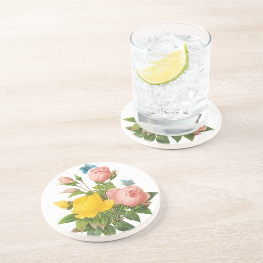 ヴィンテージペルシャイエローローズティーバラズバイルドゥート コースター (側面)